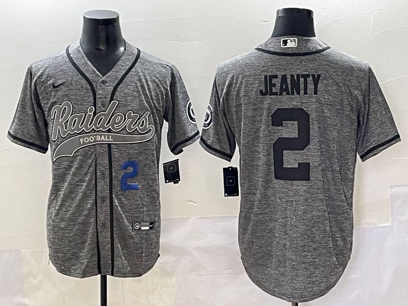 Men 2025 Oakland Raiders #2 Jeanty Grey Joint Name Nike Limited NFL Jersey style 2